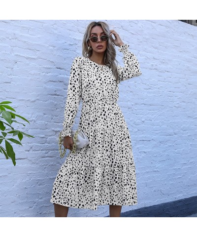 Vestido retro ajustado de manga larga con estampado de leopardo y largo medio $34.09 Vestido