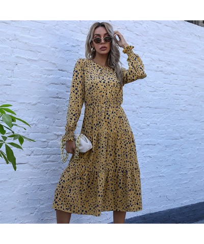 Vestido retro ajustado de manga larga con estampado de leopardo y largo medio $34.09 Vestido