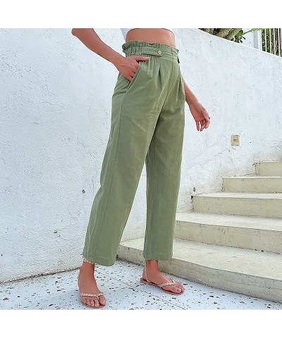 Pantalones casuales rectos de nueve puntos de color liso. $36.40 Pantalones casuales