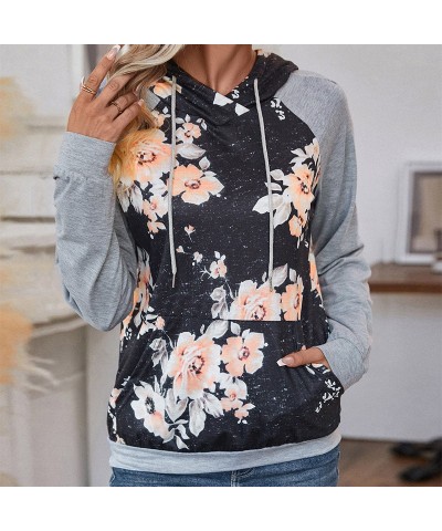 sudadera con capucha y manga larga con patchwork $27.46 Suéteres y suéteres para mujeres