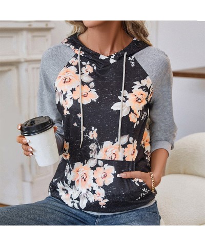 sudadera con capucha y manga larga con patchwork $27.46 Suéteres y suéteres para mujeres