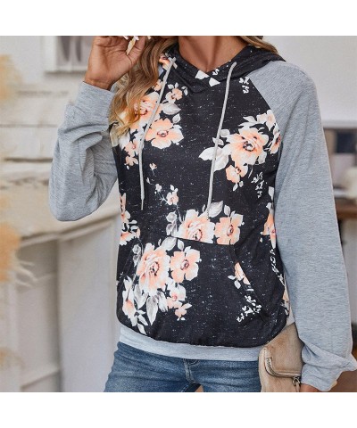 sudadera con capucha y manga larga con patchwork $27.46 Suéteres y suéteres para mujeres