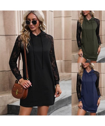 Vestido sudadera de manga larga con capucha de color liso $27.89 Vestido