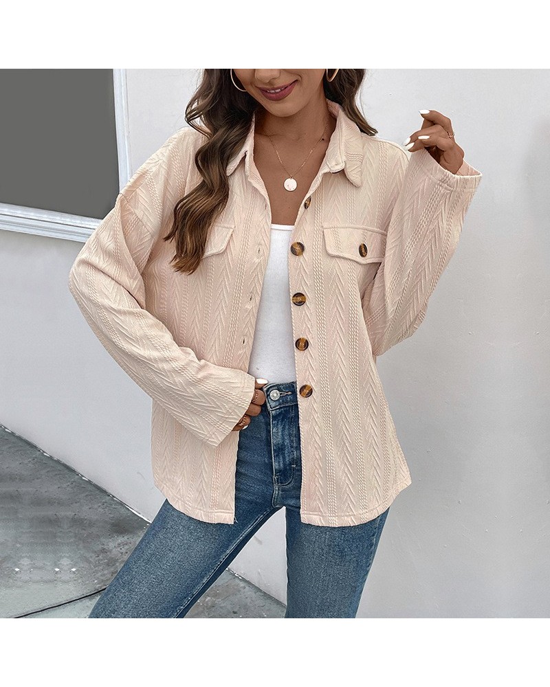 camisa de color sólido chaqueta tipo cárdigan informal $43.68 Camisa de mujer