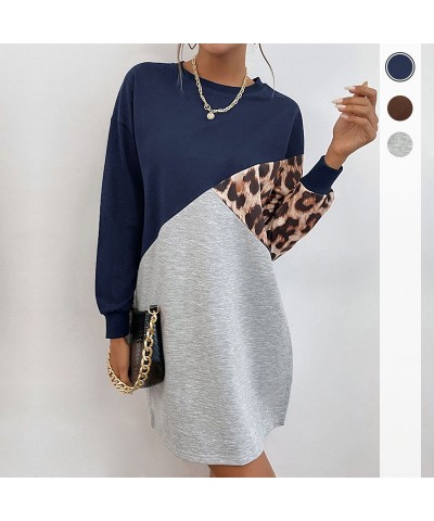 Vestido sudadera con estampado de leopardo de manga larga de moda $29.64 Vestido