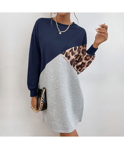 Vestido sudadera con estampado de leopardo de manga larga de moda $29.64 Vestido