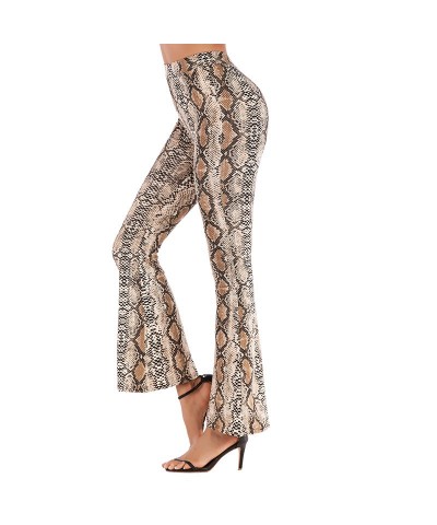 Pantalón micro acampanado retro con estampado de leopardo para mujer. $14.08 Pantalones casuales