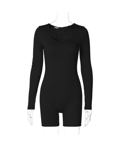 Mono deportivo de manga larga ajustado de color sólido de moda $19.27 Pantalones / ropa de mujer