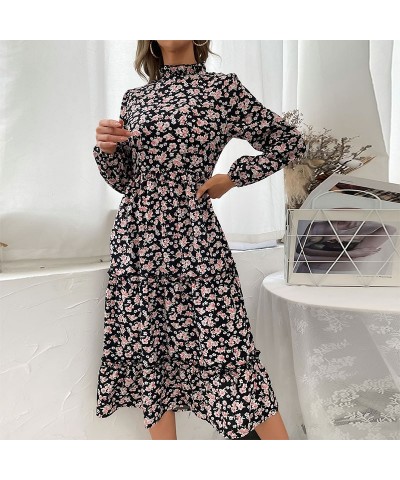 Vestido midi estampado plisado con cuello vuelto $42.04 Vestido