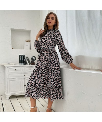 Vestido midi estampado plisado con cuello vuelto $42.04 Vestido