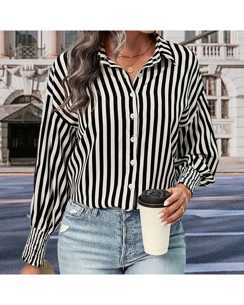 Camisa manga larga rayas blanco y negro $24.05 Camisa de mujer