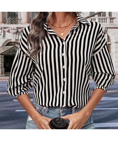 Camisa manga larga rayas blanco y negro $24.05 Camisa de mujer