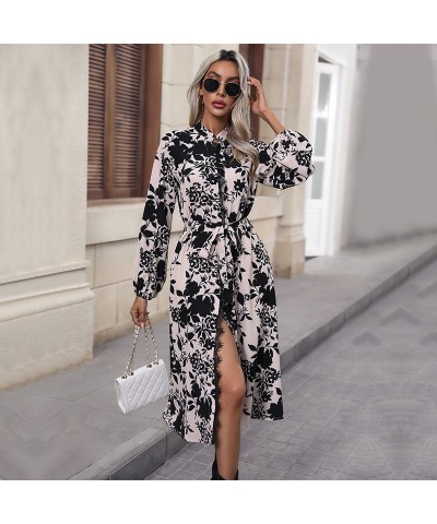 vestido estampado de manga larga con cuello alto $33.12 Vestido