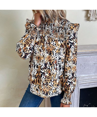 Elegante camisa de manga larga con estampado de leopardo $28.08 Camisa de mujer