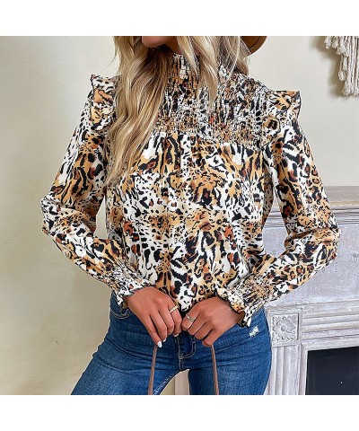 Elegante camisa de manga larga con estampado de leopardo $28.08 Camisa de mujer