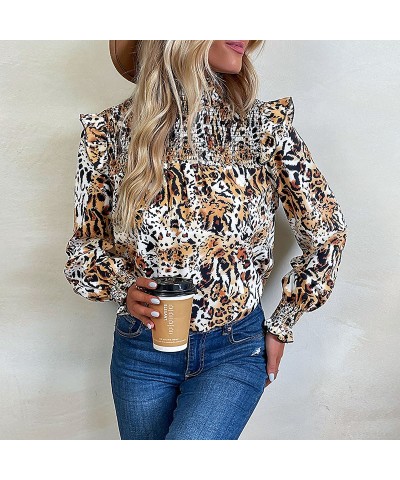 Elegante camisa de manga larga con estampado de leopardo $28.08 Camisa de mujer