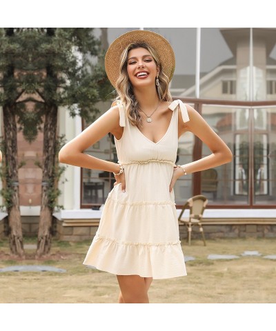 Falda de algodón y lino producida, vestido con tirantes y lazo de color liso $41.18 Vestido