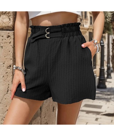 Pantalones cortos arrugados negros de moda para mujer. $29.60 Pantalones cortos para mujeres