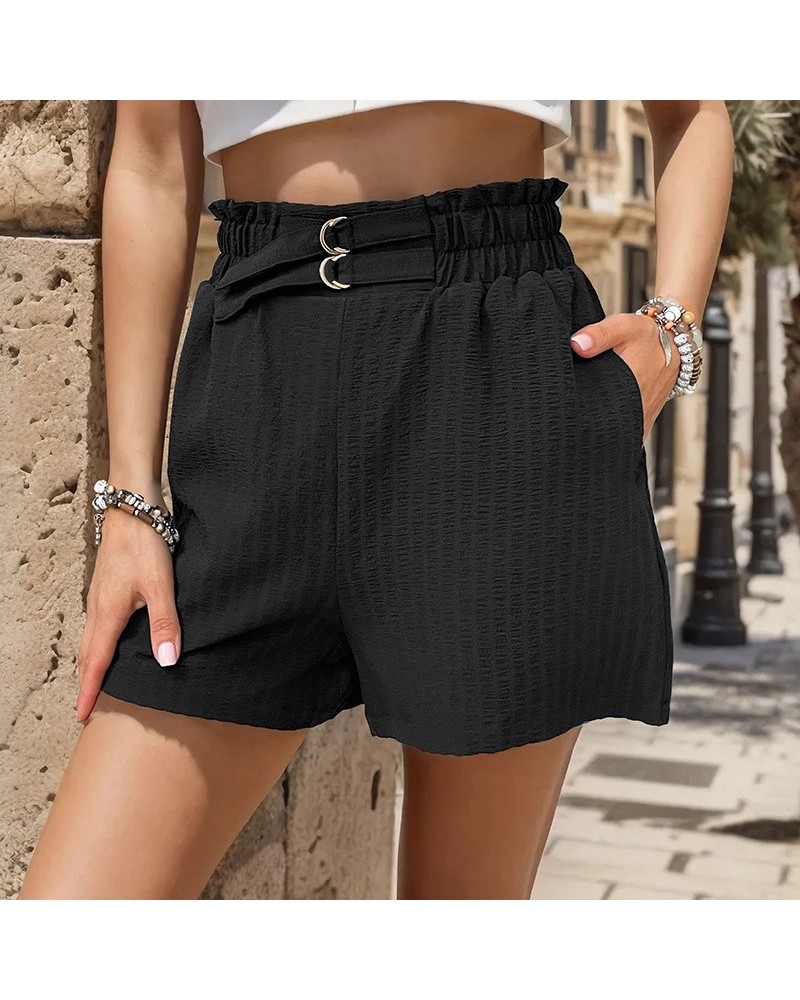 Pantalones cortos arrugados negros de moda para mujer. $29.60 Pantalones cortos para mujeres