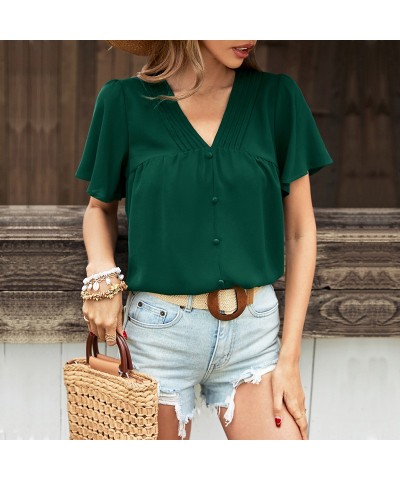 Elegante camisa plisada de color liso $29.61 Camisa de mujer