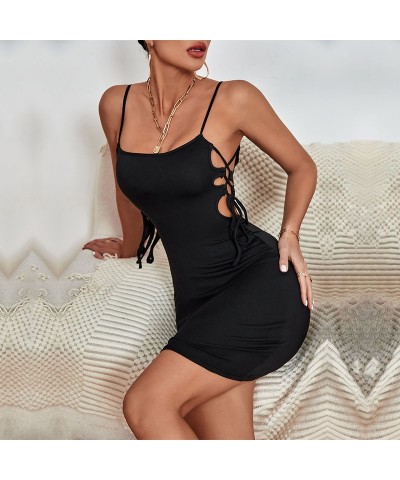 Vestido negro sin mangas con falda con tirantes sexy de Pure Lust $21.06 Vestido