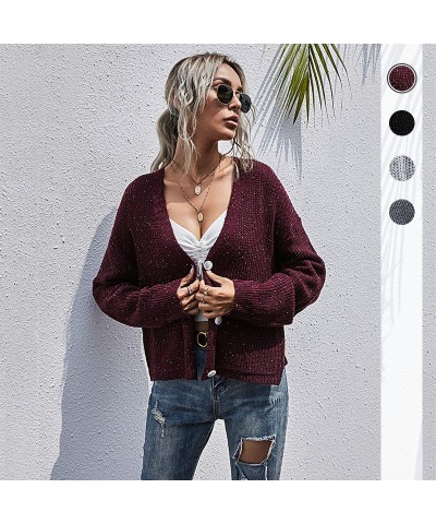 Chaqueta tipo suéter de manga larga con punto de color liso estilo bosque de punto estilo perezoso $25.86 Suéter femenino