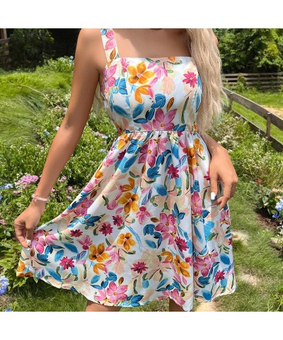 Vestido estampado con diseño de falda con tirantes franceses. $33.97 Vestido