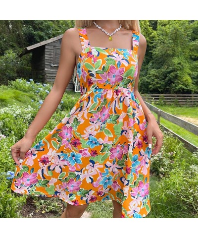 Vestido estampado con diseño de falda con tirantes franceses. $33.97 Vestido