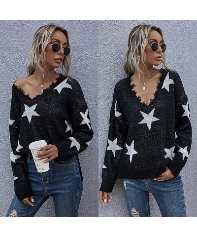 Jersey de punto con cuello bajo y manga larga con cuello en V $40.07 Suéter femenino