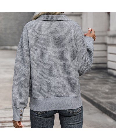 Sudadera gris con solapa de moda. $28.39 Suéteres y suéteres para mujeres