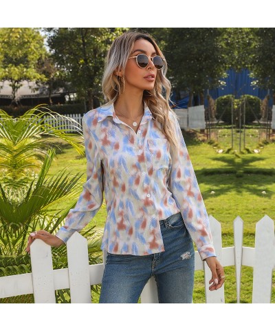 Camisa francesa con diseño de lazo y solapa con efecto tie-dye $23.75 Camisa de mujer