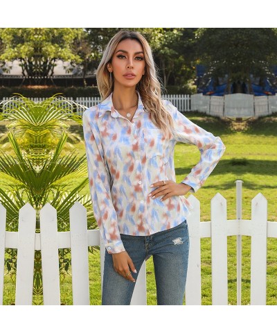 Camisa francesa con diseño de lazo y solapa con efecto tie-dye $23.75 Camisa de mujer