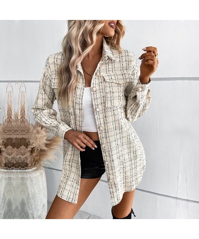 Chaqueta camisera larga a cuadros de moda $39.96 Camisa de mujer