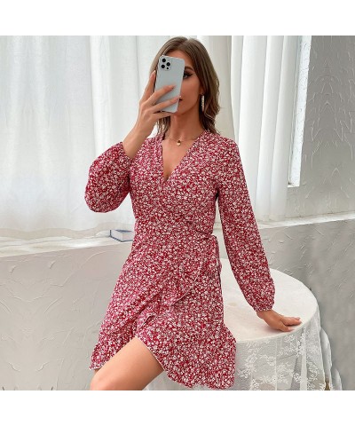 Vestido rojo de una pieza de manga larga. $27.30 Vestido