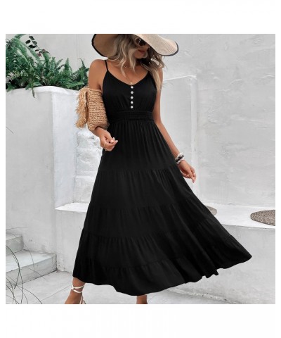 Vestido midi de tirantes negro $38.22 Vestido