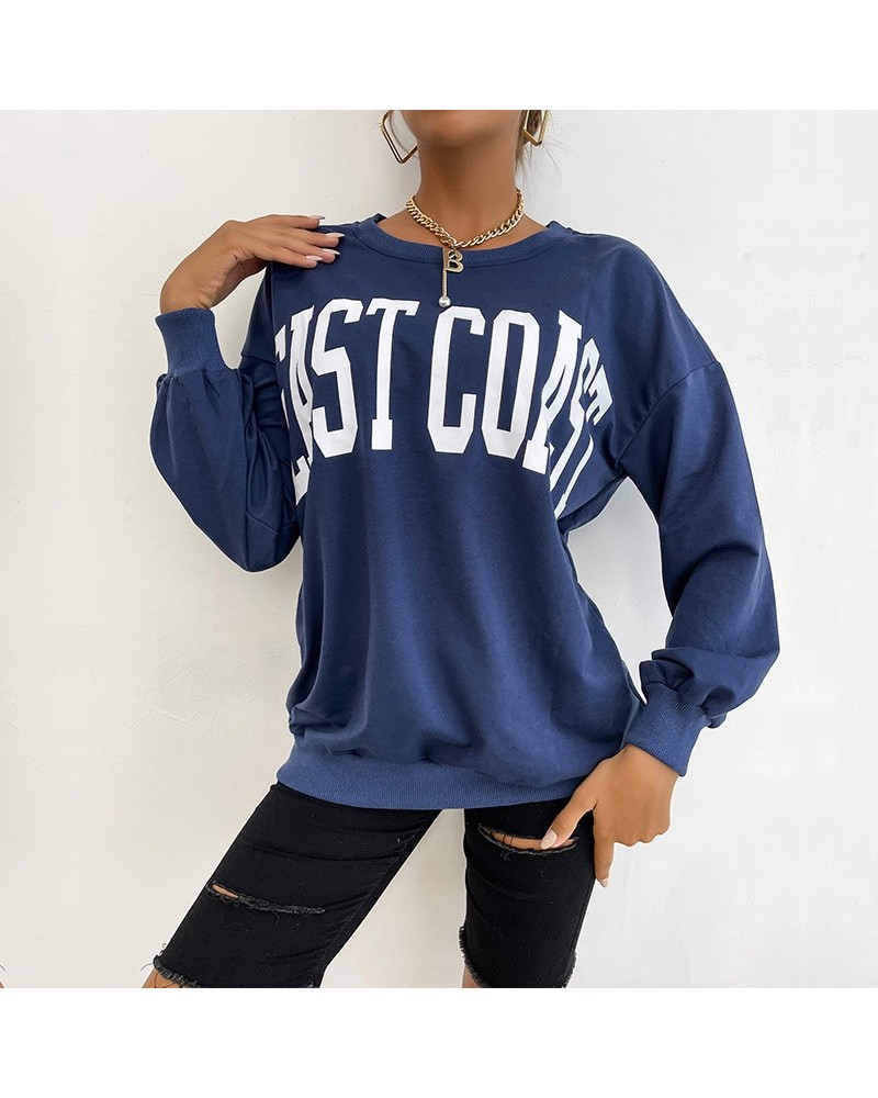 sudadera con letras y manga larga $28.70 Suéteres y suéteres para mujeres