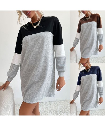 Vestido estilo sudadera con bloques de color y manga larga $34.09 Vestido