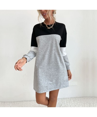 Vestido estilo sudadera con bloques de color y manga larga $34.09 Vestido