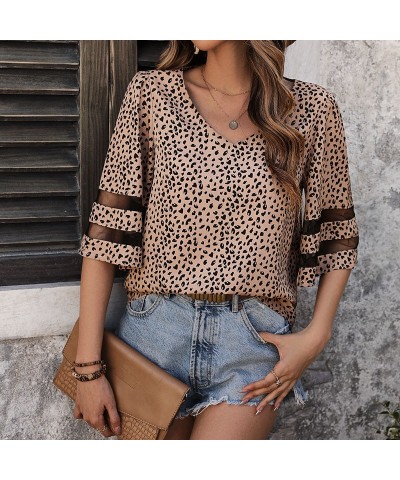 Camisa manga media patchwork de gasa con estampado de leopardo $26.21 Camisa de mujer