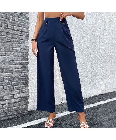 Pantalones casuales rectos delgados de color liso $30.63 Pantalones casuales