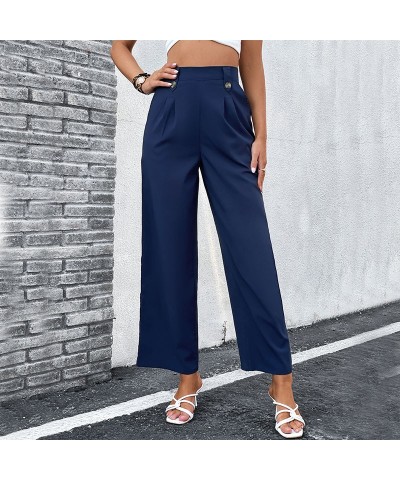 Pantalones casuales rectos delgados de color liso $30.63 Pantalones casuales