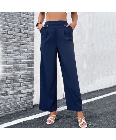 Pantalones casuales rectos delgados de color liso $30.63 Pantalones casuales