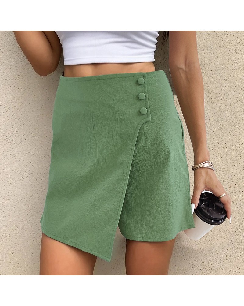 Culottes de cintura alta de color sólido de moda $21.36 Pantalones cortos para mujeres