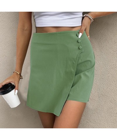 Culottes de cintura alta de color sólido de moda $21.36 Pantalones cortos para mujeres