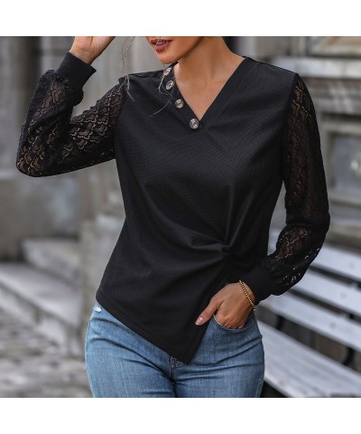 Elegante top de punto negro de manga larga $28.29 Suéter femenino