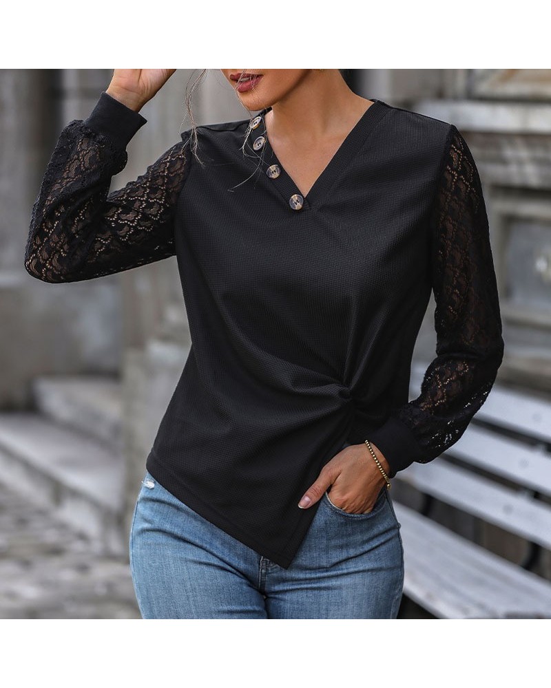 Elegante top de punto negro de manga larga $28.29 Suéter femenino