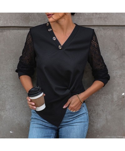 Elegante top de punto negro de manga larga $28.29 Suéter femenino