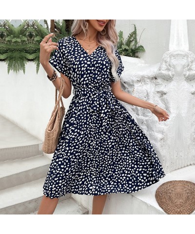 Vestido raglán de manga corta con estampado de leopardo $33.76 Vestido