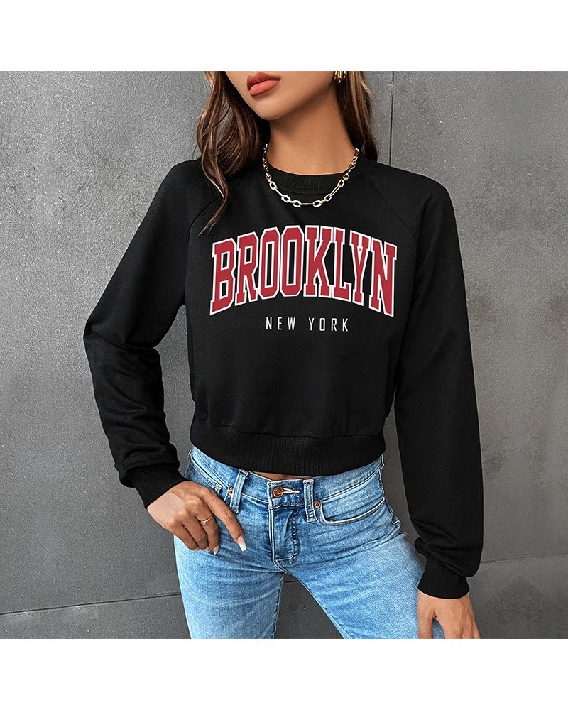 sudadera con letras y manga larga $17.55 Suéteres y suéteres para mujeres