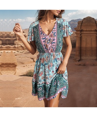 vestido bohemio con cuello en v $36.89 Vestido